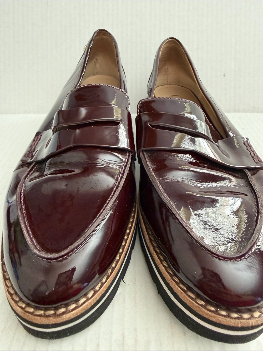 ANTONIO MELANI Women's Patent Leather Loafers in Burgundy
